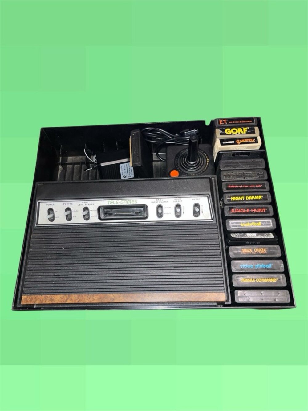 Sears Telegames Console Atari 2600 VCS W/ Games  Storage Case Power Cable Tested